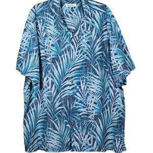 New Tommy Bahama Mens Blue Hawaiian Palms Silk Blend Button Down Camp Shirt XXXL
